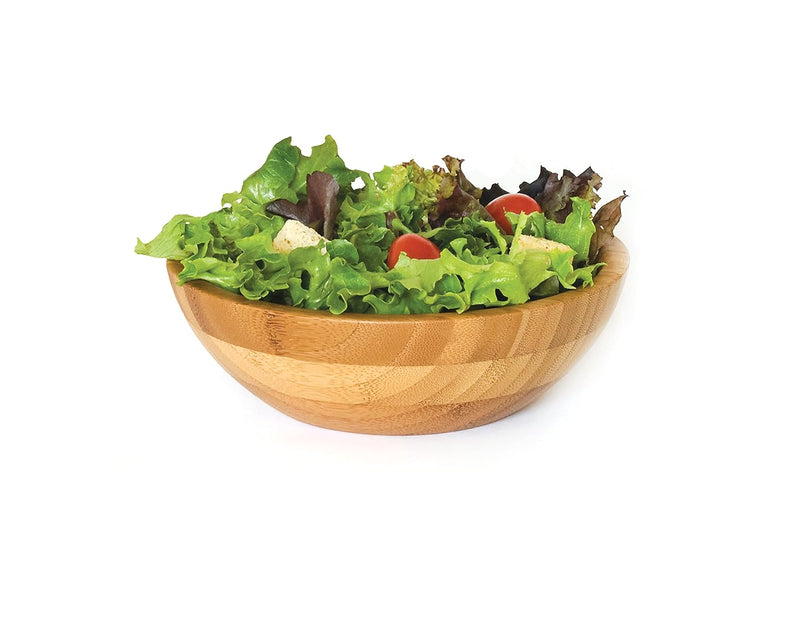 Lipper International Tigela de salada de madeira de bambu, pequena, 18 cm de diâmetro x 5,7 cm de altura, tigela única