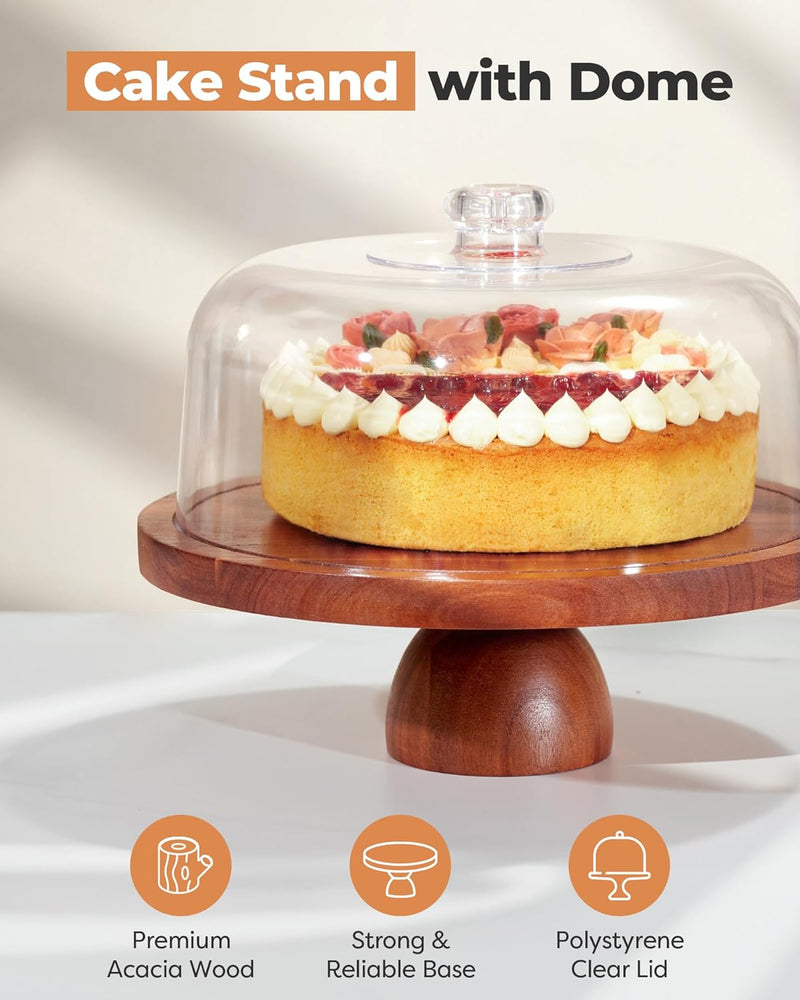 Kootek Suporte de bolo de madeira com tampa
