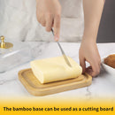 Manteiga grande de vidro com tampa e faca para bancada e geladeira