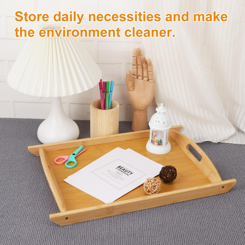 Bandeja de Bambu Grande com Alças – Kit 4 Unidades (43x30x3 cm)