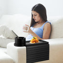 BAMBOOTRAY Bandeja de suporte de copo de sofá, mesa de braço de sofá 3 em 1, grande 48 x 33 cm, mesa lateral de bambu com clipe de sofá com suporte de copo de 360° para sofá, organizador