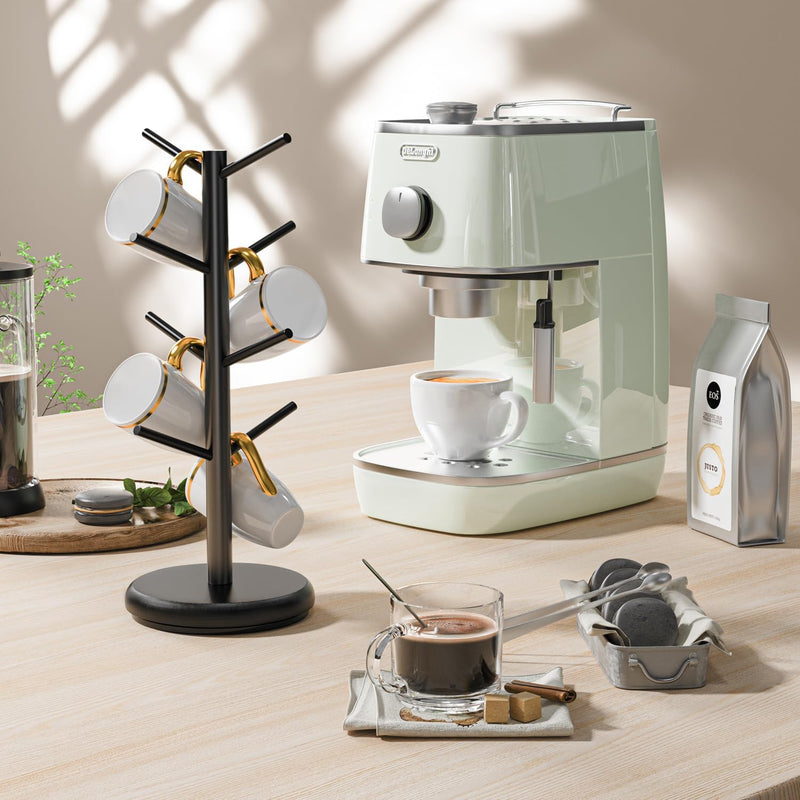 BAMBANG Suporte de caneca de árvore, rotação de 360°, 8 ganchos, suporte de copo de café para bancada, suporte de bambu para cozinha, bancada, casa, natural