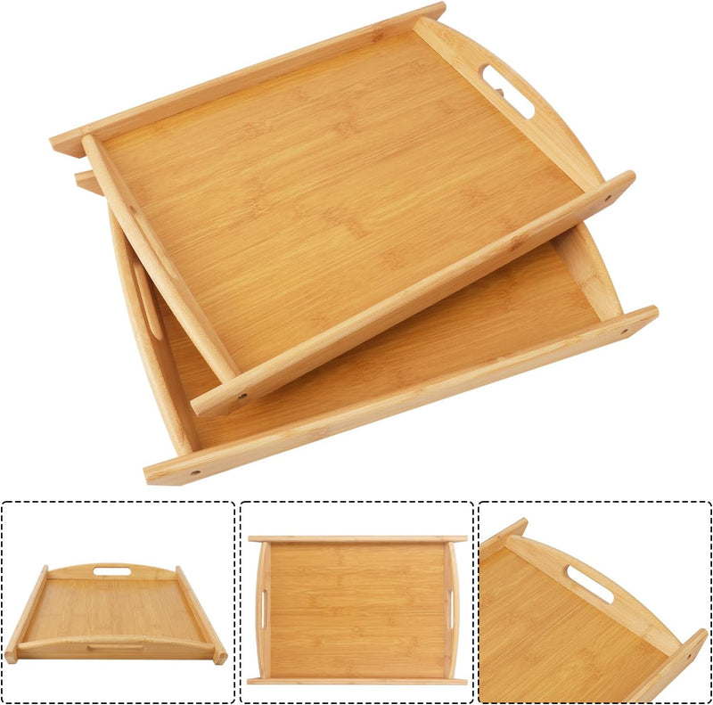 Bandeja de Bambu Grande com Alças – Kit 4 Unidades (43x30x3 cm)