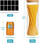 Vtopmart Frascos de vidro para armazenamento de alimentos, pacote com 7 recipientes de cozinha com tampas herméticas de madeira de bambu para massas, biscoitos, nozes, grãos de café, cereais, conjunto