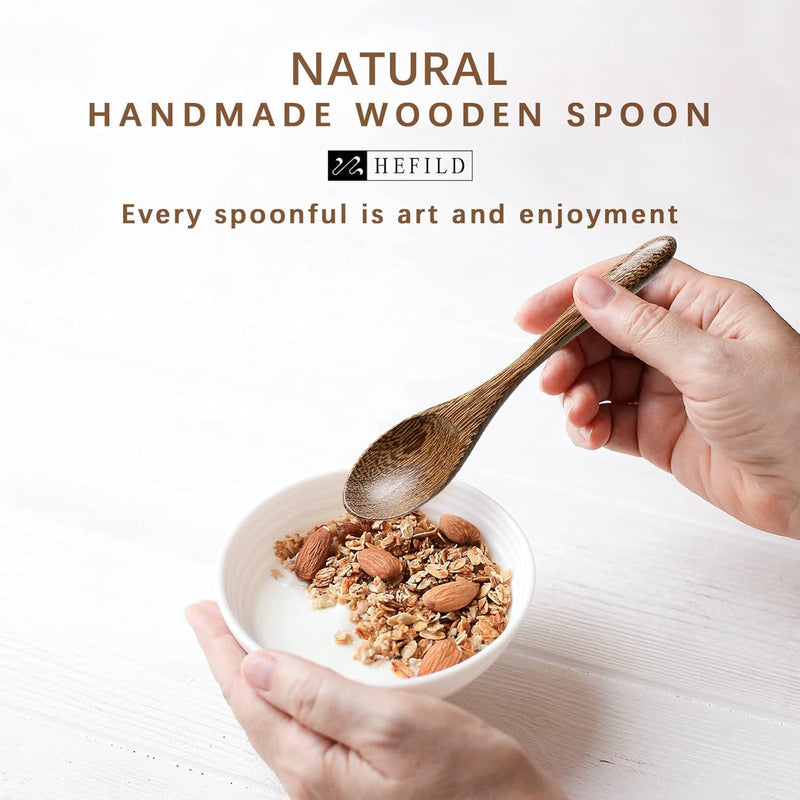 7 colheres de madeira pequenas, colheres de mel de 14 cm para chá, colher de chá de mel de madeira para café, pequenas colheres de madeira, colher de mesa de bambu para mexer, conjunto de