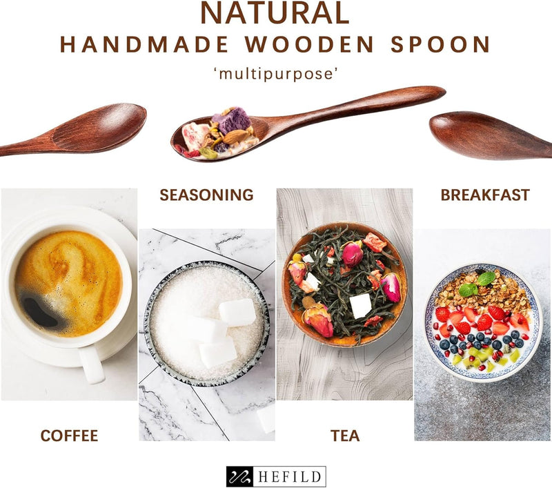 7 colheres de madeira pequenas, colheres de mel de 14 cm para chá, colher de chá de mel de madeira para café, pequenas colheres de madeira, colher de mesa de bambu para mexer, conjunto de