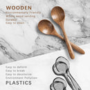 6 colheres de madeira para mel, colheres de madeira pequenas de 17 cm - Ótimo para chá, café e sopa, conjunto de colheres de mesa de servir de madeira, colher de chá de bambu a granel para