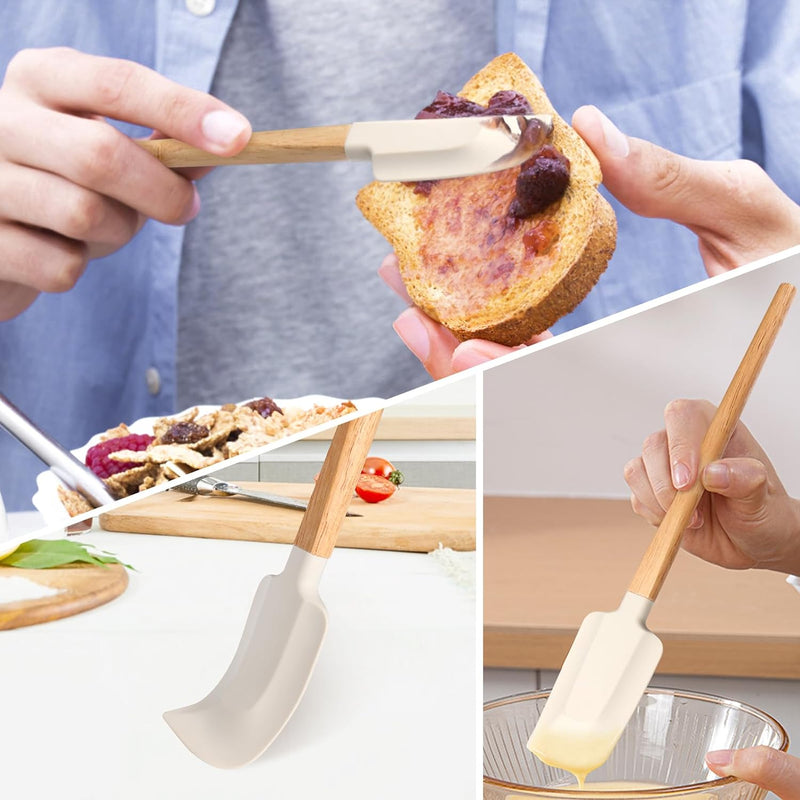 Conjunto de espátulas de cabo de madeira