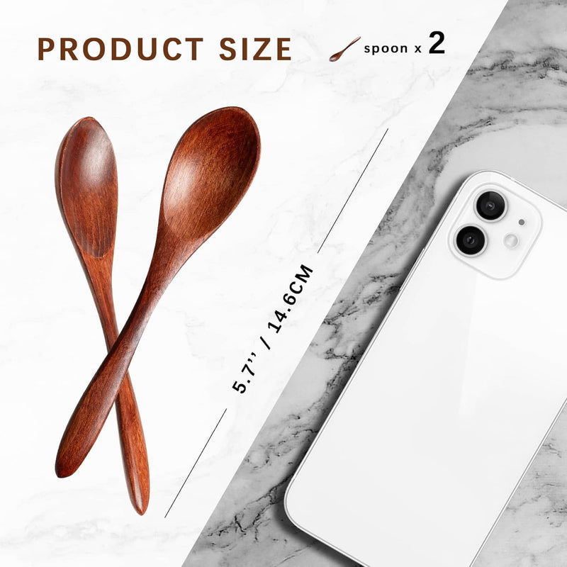 7 colheres de madeira pequenas, colheres de mel de 14 cm para chá, colher de chá de mel de madeira para café, pequenas colheres de madeira, colher de mesa de bambu para mexer, conjunto de