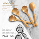 6 colheres de madeira para mel, colheres de madeira pequenas de 17 cm - Ótimo para chá, café e sopa, conjunto de colheres de mesa de servir de madeira, colher de chá de bambu a granel para