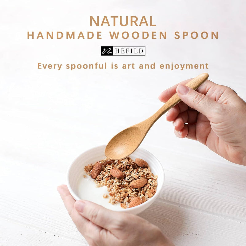 7 colheres de madeira pequenas, colheres de mel de 14 cm para chá, colher de chá de mel de madeira para café, pequenas colheres de madeira, colher de mesa de bambu para mexer, conjunto de