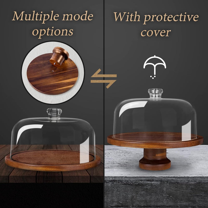 Suporte de bolo com cúpula e tampa de acrílico