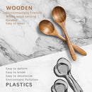 6 colheres de madeira para mel, colheres de madeira pequenas de 17 cm - Ótimo para chá, café e sopa, conjunto de colheres de mesa de servir de madeira, colher de chá de bambu a granel para