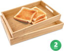 Bamboo Dinner Food Trays for Eating On Couch Party Platters for Serving Food Decorative Tray for Kitchen Counter Rectangle(16.5" Lx11.6''W and 15.5''Lx10.6''W)