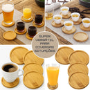 Kit 4 Porta Copos Redondos de Bambu | Pires de Madeira 10 cm | Ecológico, Lavável e Durável