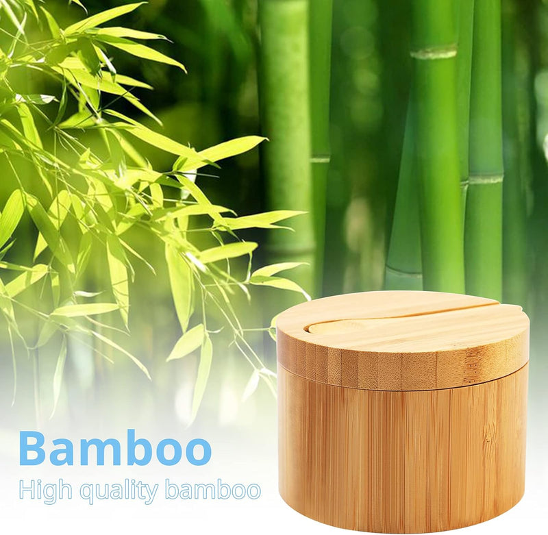 Adega de sal de bambu com mini colher