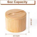 Saleiro de bambu, caixa de sal com tampa magnética giratória