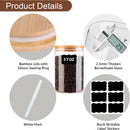 Frascos de vidro para alimentos com tampas, recipientes de armazenamento de vidro de 900 ml com tampas herméticas de bambu, conjunto de 4 recipientes de vidro redondos, organizadores de despensa e