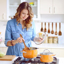 Conjunto de utensílios de cozinha de madeira teca natural de 9 peças com descanso de colher - Suporte de colheres e utensílios de cozinha com aderência confortável