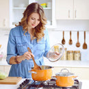 Conjunto de utensílios de cozinha de madeira teca natural de 9 peças com descanso de colher - Suporte de colheres e utensílios de cozinha com aderência confortável