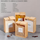 Recipiente de armazenamento de alimentos de bambu, 2000 ml, recipiente transparente de armazenamento de alimentos, 2 recipientes estilo livro para cozinha, organização quadrada de despensa com