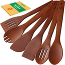Riveira Colheres de cozinha de bambu com 6 peças – Conjunto de utensílios de cozinha de madeira com colheres de madeira para cozinhar e espátulas, conjuntos de utensílios de madeira – Conjunto de