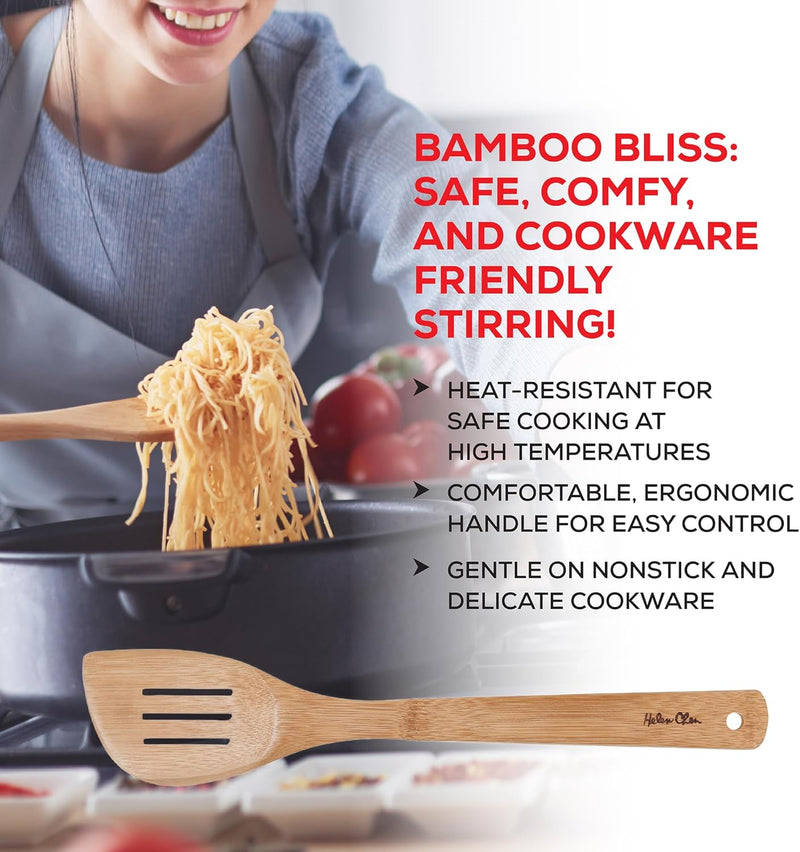 Espátula de bambu para fritar e utensílio de cozinha, 33 cm