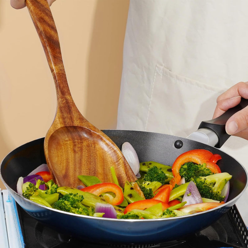 Espátula wok grande de madeira