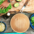 Tigelas de salada de bambu, tigelas grandes redondas de madeira de bambu de 20 cm para saladas/frutas/massas/legumes, tigela de servir à mão para entretenimento e festa, decoração de casa