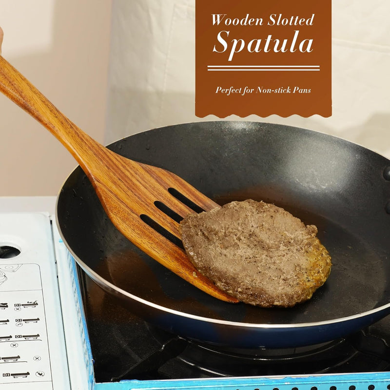 Espátula wok grande de madeira