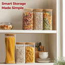 Frascos de armazenamento de vidro com tampa de bambu, recipientes de cozinha herméticos para assar, recipiente de alimentos para especiarias, biscoitos, chá, café e lanches (4 pacotes de 0,6 qt)