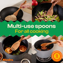 Riveira Colheres de cozinha de bambu com 6 peças – Conjunto de utensílios de cozinha de madeira com colheres de madeira para cozinhar e espátulas, conjuntos de utensílios de madeira – Conjunto de