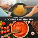 Zulay Kitchen Conjunto de colheres de madeira de 6 peças – Utensílios de teca macios resistentes ao calor com aderência confortável – leve e durável – fácil de limpar, perfeito para panelas