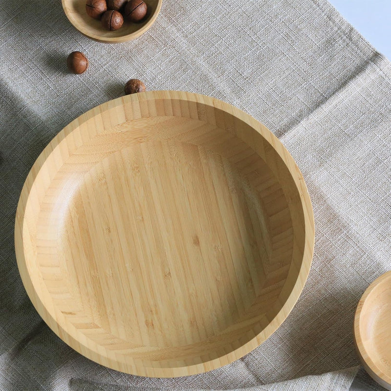 Tigelas de salada de bambu, tigelas grandes redondas de madeira de bambu de 20 cm para saladas/frutas/massas/legumes, tigela de servir à mão para entretenimento e festa, decoração de casa