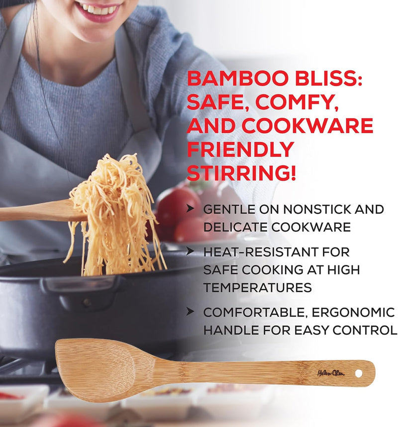 Espátula de bambu para fritar e utensílio de cozinha, 33 cm