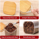 Frascos de armazenamento de vidro com tampa de bambu, recipientes de cozinha herméticos para assar, recipiente de alimentos para especiarias, biscoitos, chá, café e lanches (4 pacotes de 0,6 qt)