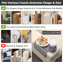 BAMBOOTRAY Bandeja de suporte de copo de sofá, mesa de braço de sofá 3 em 1, grande 48 x 33 cm, mesa lateral de bambu com clipe de sofá com suporte de copo de 360° para sofá, organizador