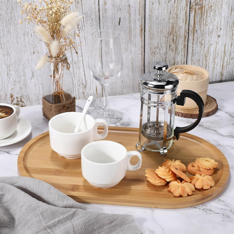 Conjunto com 4 Bandejas Ovais de Bambu – Rústicas para Chá, Café, Doces e Sobremesas