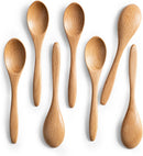7 colheres de madeira pequenas, colheres de mel de 14 cm para chá, colher de chá de mel de madeira para café, pequenas colheres de madeira, colher de mesa de bambu para mexer, conjunto de