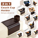 BAMBOOTRAY Bandeja de suporte de copo de sofá, mesa de braço de sofá 3 em 1, grande 48 x 33 cm, mesa lateral de bambu com clipe de sofá com suporte de copo de 360° para sofá, organizador