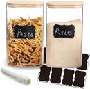 Conjunto de recipientes empilháveis de cozinha, pacote com 5 potes de armazenamento de alimentos de vidro transparente com tampa hermética de bambu para doces, biscoitos, arroz,