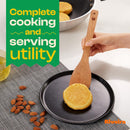 Riveira Colheres de cozinha de bambu com 6 peças – Conjunto de utensílios de cozinha de madeira com colheres de madeira para cozinhar e espátulas, conjuntos de utensílios de madeira – Conjunto de