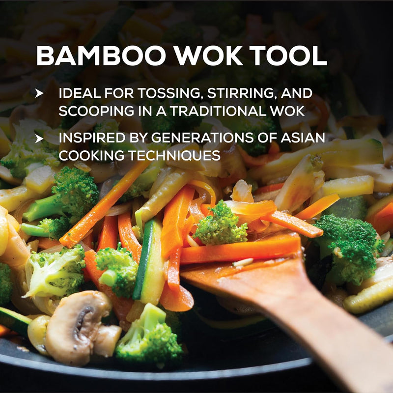 Espátula de bambu para fritar e utensílio de cozinha, 33 cm