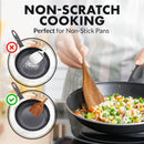 Zulay Kitchen Conjunto de colheres de madeira de 6 peças – Utensílios de teca macios resistentes ao calor com aderência confortável – leve e durável – fácil de limpar, perfeito para panelas