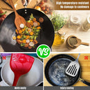 Conjunto de utensílios de cozinha de madeira teca natural de 9 peças com descanso de colher - Suporte de colheres e utensílios de cozinha com aderência confortável