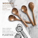 6 colheres de madeira para mel, colheres de madeira pequenas de 17 cm - Ótimo para chá, café e sopa, conjunto de colheres de mesa de servir de madeira, colher de chá de bambu a granel para