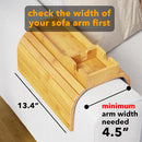SpaceAid Suporte de copo de bambu para sofá, dobrável antiqueda, bandeja de apoio de braço com suporte de copo, organizador de mesa lateral de braço de sofá para lanches remotos (natural)