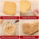 Frascos de armazenamento de vidro com tampa de bambu, recipientes de cozinha herméticos para assar, recipiente de alimentos para especiarias, biscoitos, chá, café e lanches (4 pacotes de 0,6 qt)