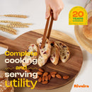 Riveira Colheres de cozinha de bambu com 6 peças – Conjunto de utensílios de cozinha de madeira com colheres de madeira para cozinhar e espátulas, conjuntos de utensílios de madeira – Conjunto de