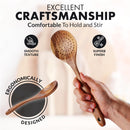 Zulay Kitchen Conjunto de colheres de madeira de 6 peças – Utensílios de teca macios resistentes ao calor com aderência confortável – leve e durável – fácil de limpar, perfeito para panelas